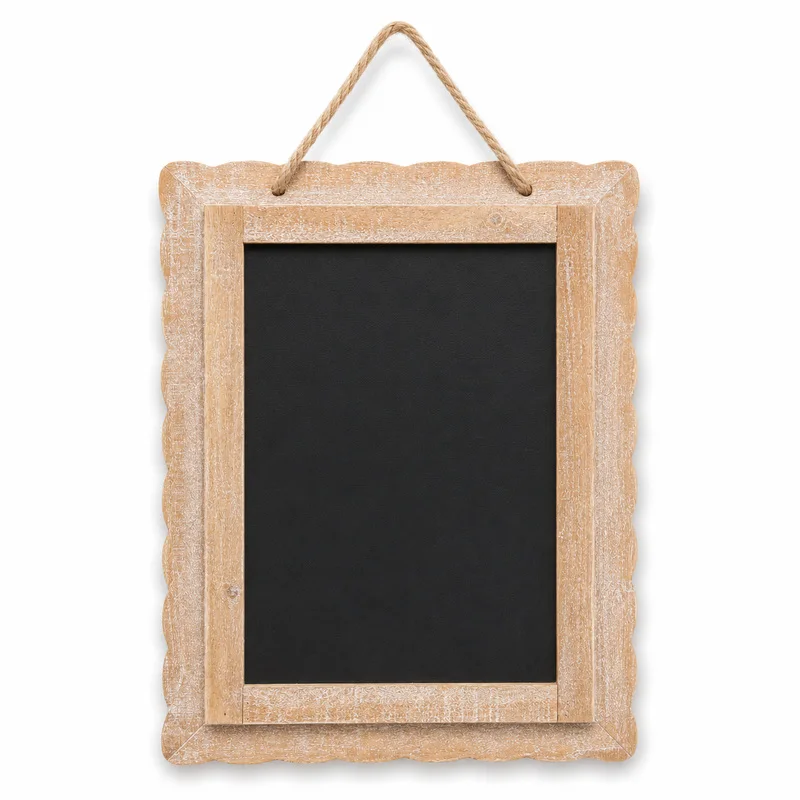Rustic Hanging Chalkboard Sign 49×39cm, Distressed Solid Fir Wood Frame for Wedding Café Menu, Kitchen Memo and Home Decor