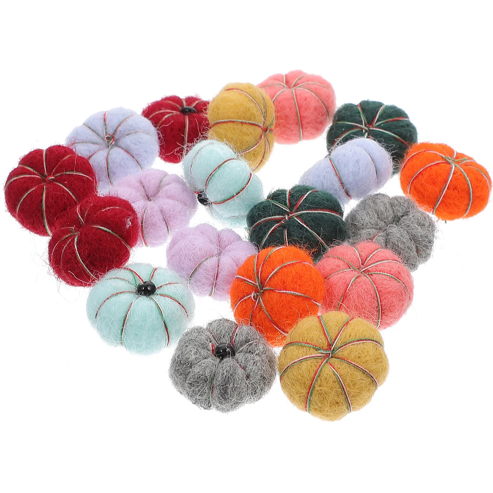 20 Pcs Felt Pumpkins Wool Ball DIY Craft Manual Halloween Party Decoration Balls Garland Hat Accessories