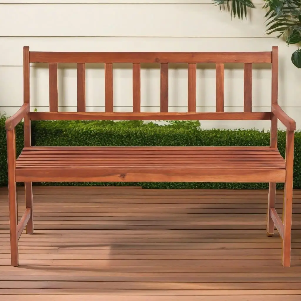 

47.2'' Acacia Wood Patio Bench with Comfortable Cushion - Outdoor Seating Solution