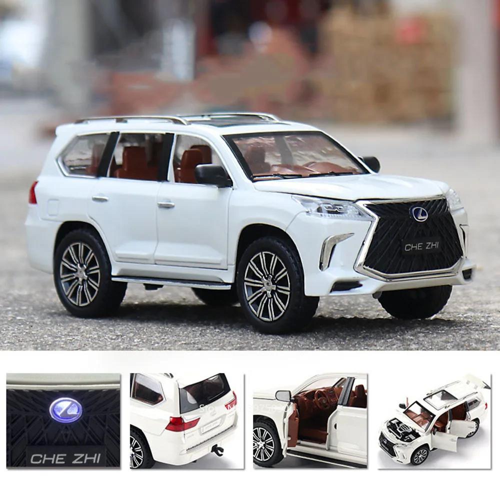 1:24合金ダイキャストLX570 LX600おもちゃの車モデル、6ドア開閉、ライトミュージック、SUV、プルバック式、子供の誕生日プレゼント