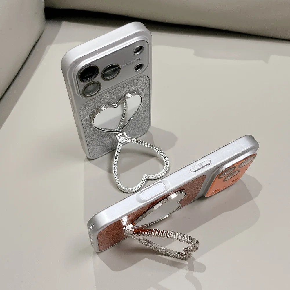 

New Arrivals Back Glitter Phone Case for iPhone 17 16 15 14 13 Pro Max with Bracket and Wrist Strap