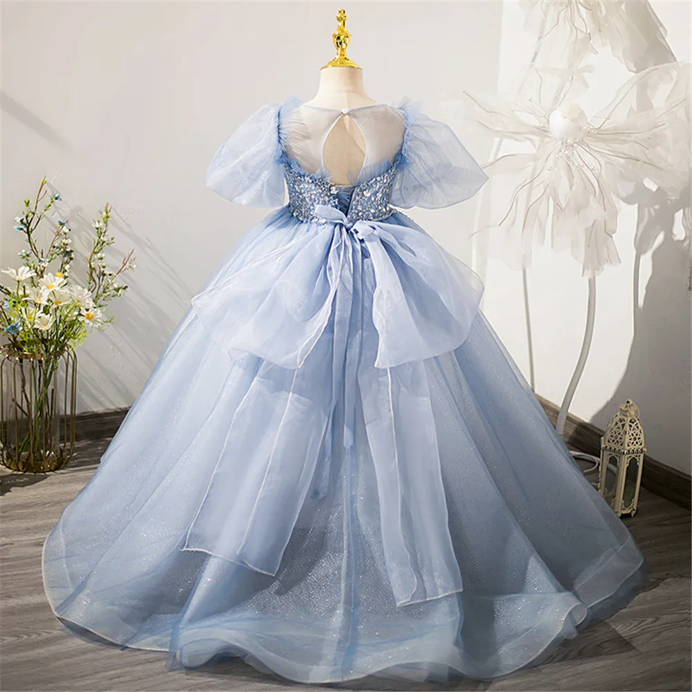 Robe Boho en dentelle et Tulle pour filles, tenue de princesse, sans manches, pour première Communion, anniversaire, 2023