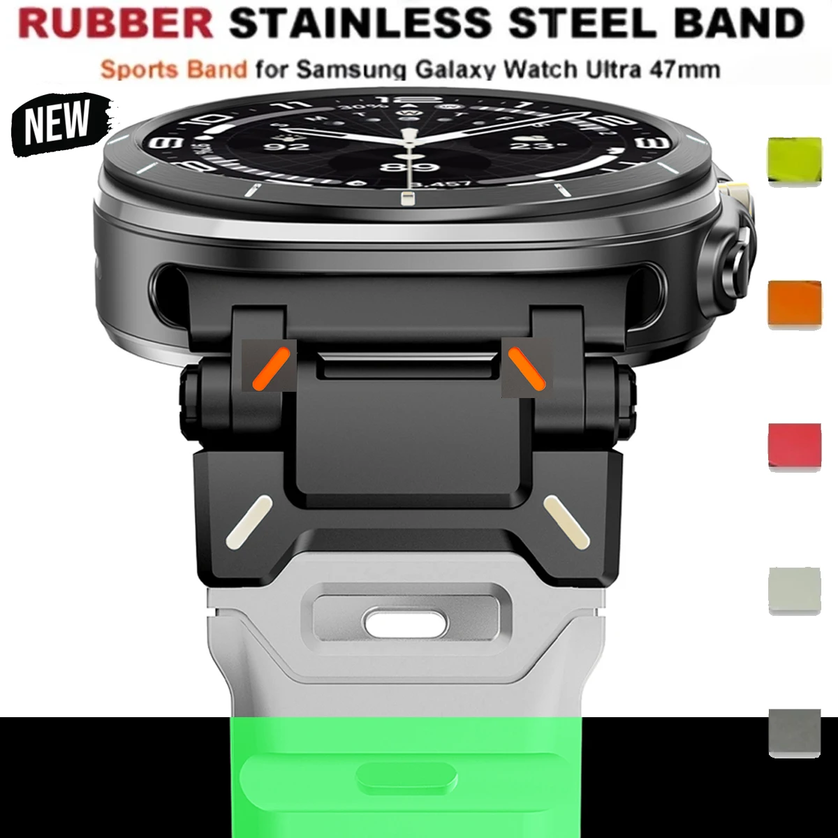 

Спортивный резиновый ремешок для Samsung Galaxy Watch 7 Ultra, 47 мм, силиконовый браслет для Galaxy Watch Ultra, 47 мм, ремешок для часов, браслет