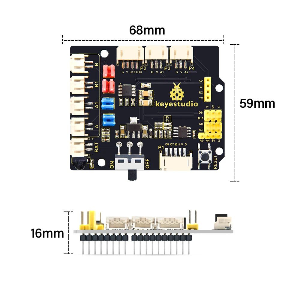 NEW! Keyestudio 8833 Motor Driver Expansion Board PH2.0 USB Cable DC 6-9V for Arduino BT wifi and servo drivers Writing Robot