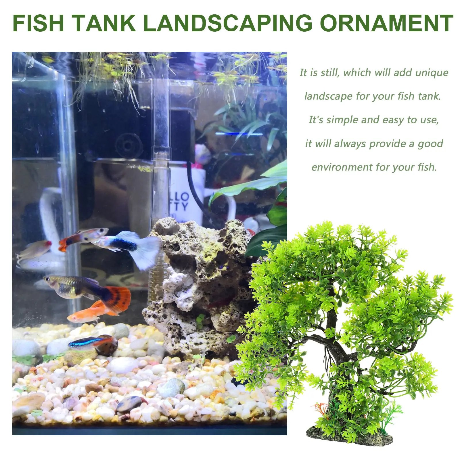 Green Artificial Aquarium Tree - Aquarium Fish Hiding Spot recension och pris