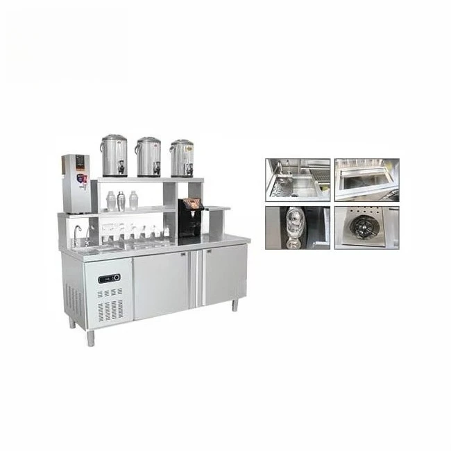 Stainless Steel Bar Equipment Work Table Cabinet With Sink/Restaurant Cocktail/Wine Station for Milk Tea Shop Factory