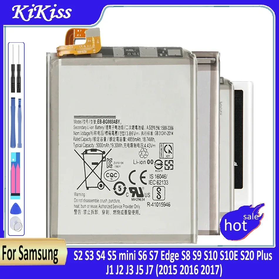 Battery for Samsung Galaxy J3 J5 J7 2015 2016 2017 J1 J2/S2 S3 S4 S5 Mini S6 S7 Edge S8 S9 S10 S10E S20 Plus G930F Batteries