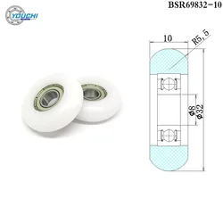 4pcs 8x32x10 Polyformaldehyde Bearing Roller BSR69832-10 32mm Diameter Plastic Bearing 8*32*10 POM Guide Wheel Rower Seat Pulley