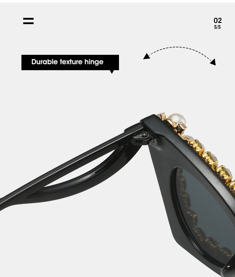 Glänzende Diamanten Cat Eye Sonnenbrille Frauen Luxus Perle Trends Punk Sonnenbrille weibliche Schatten UV400 Gradient Strass Brille – Detail 16
