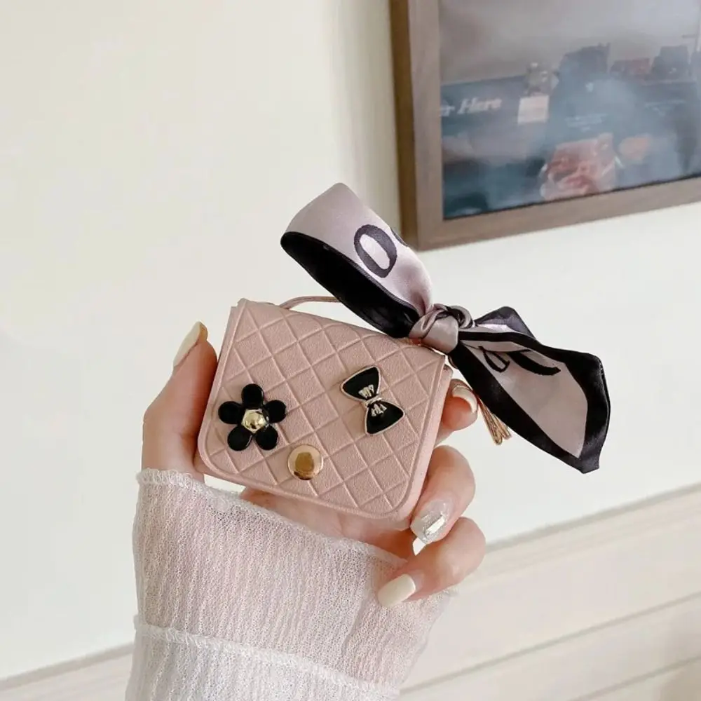 Fashion Leather Earphone Storage Bag Mini Creative Keychain Solid Color Pendant Earphone Case Bluetooth Headset Cover
