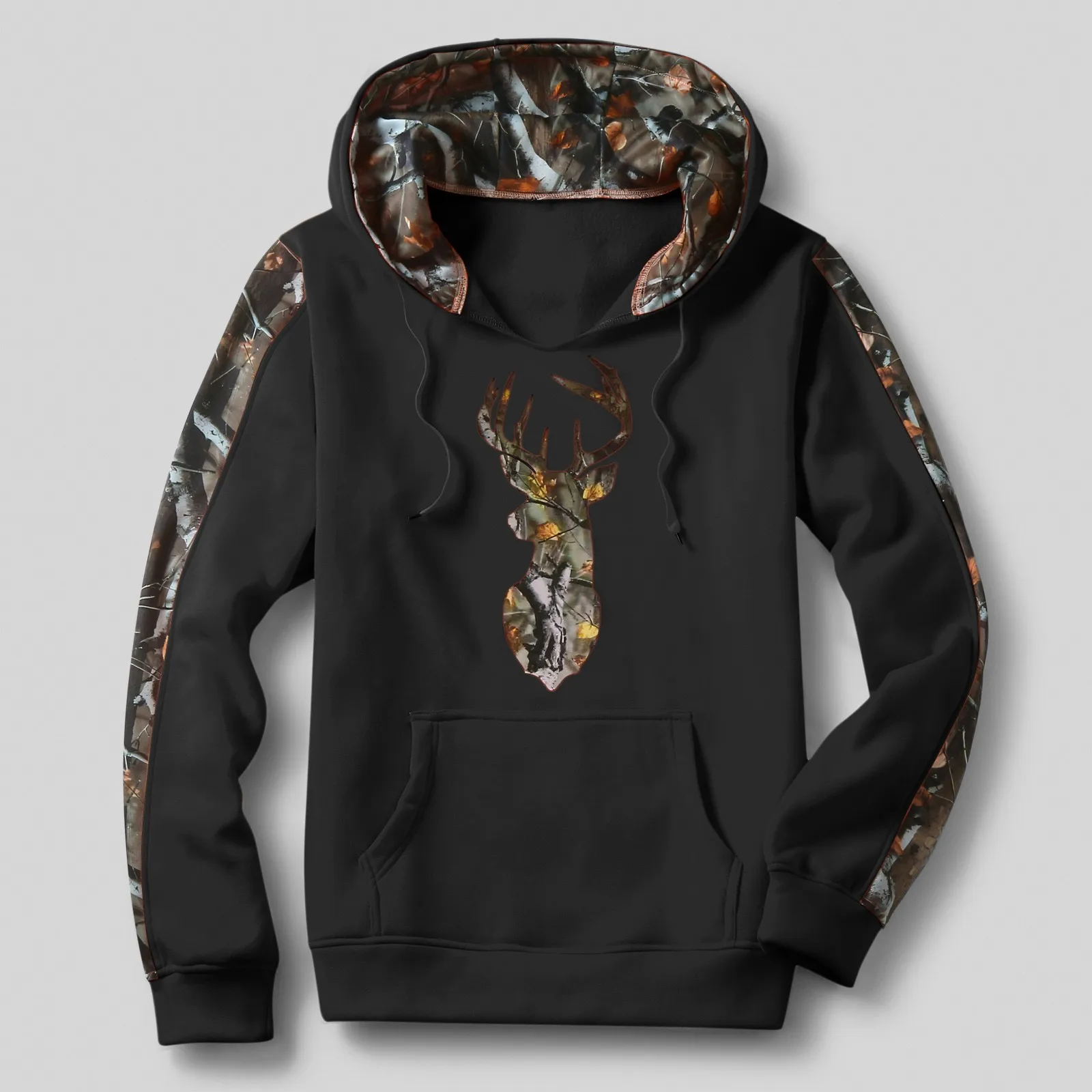 

Mens Harajuku Streetwear Hoodie Reindeer Printed Casual Hooded Warm Sweatshirt Winter Pockets Sports Jogger Pullovers Male Tops