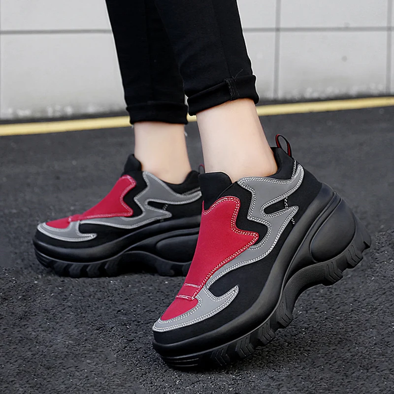 

8 CM Height Increasing Women Platform Shoes Size 35-43 Slip on Casual Shoes Wedge Sneakers Autumn Walking Woman Shoes Winter