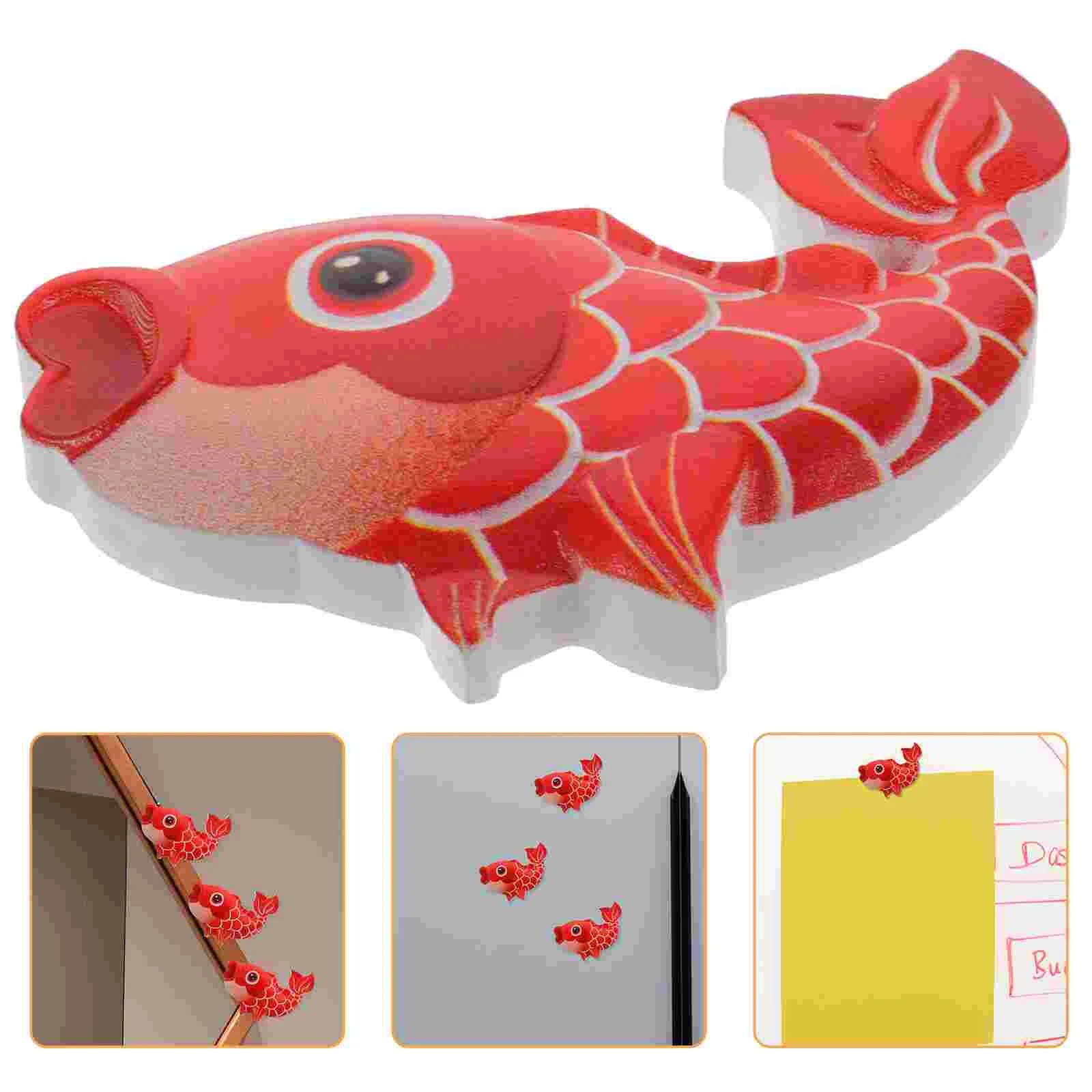 3 Pcs Koi Fridge Magnet Decors Fish Shape Decorative Magnetic White Board Resin Magnets For Refrigerator Blackboard Simple