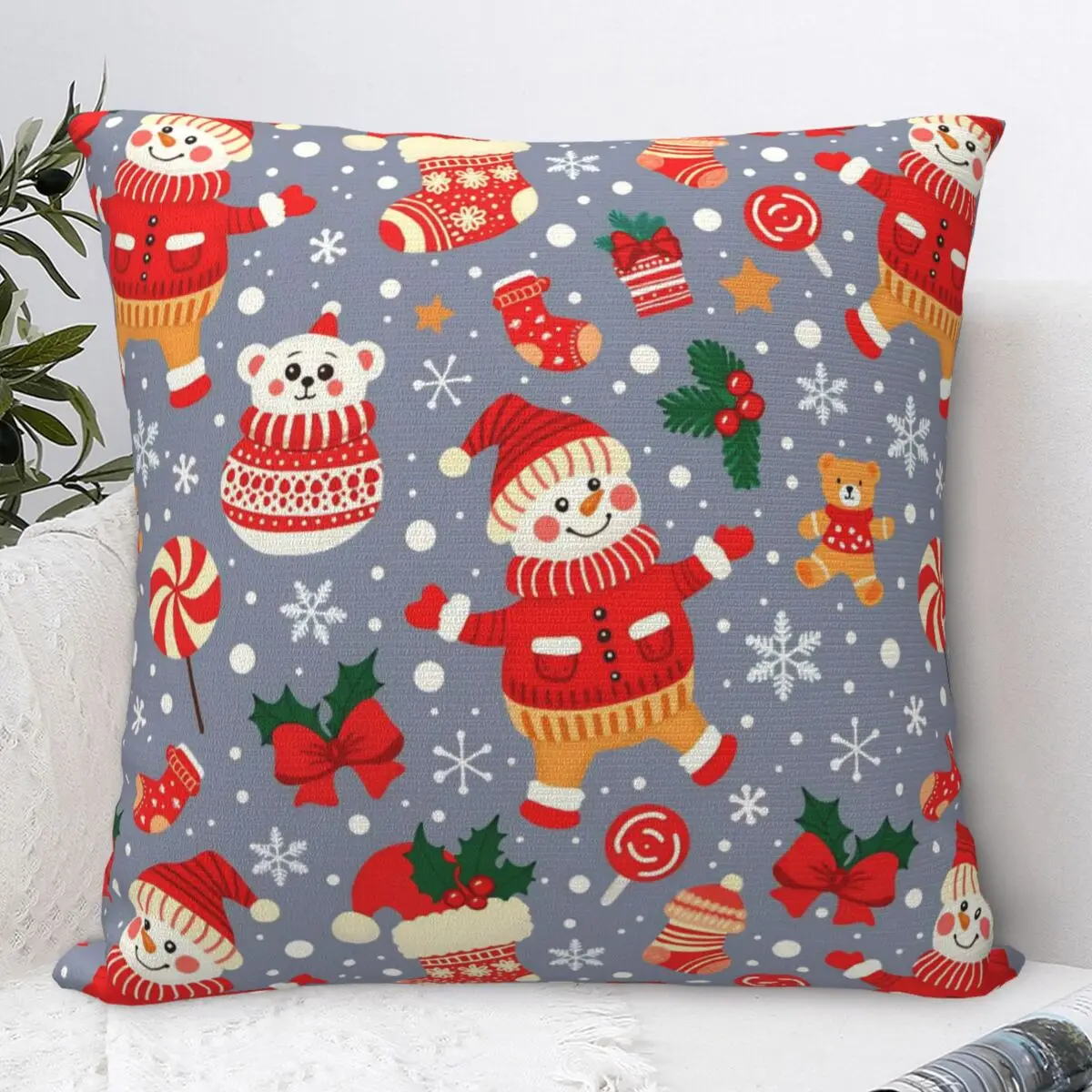 Pillow Case Christmas Polyester Pillow Cover Cute Funny Cushion Cover Pattern Pillowcases For Sofa Home Decorative