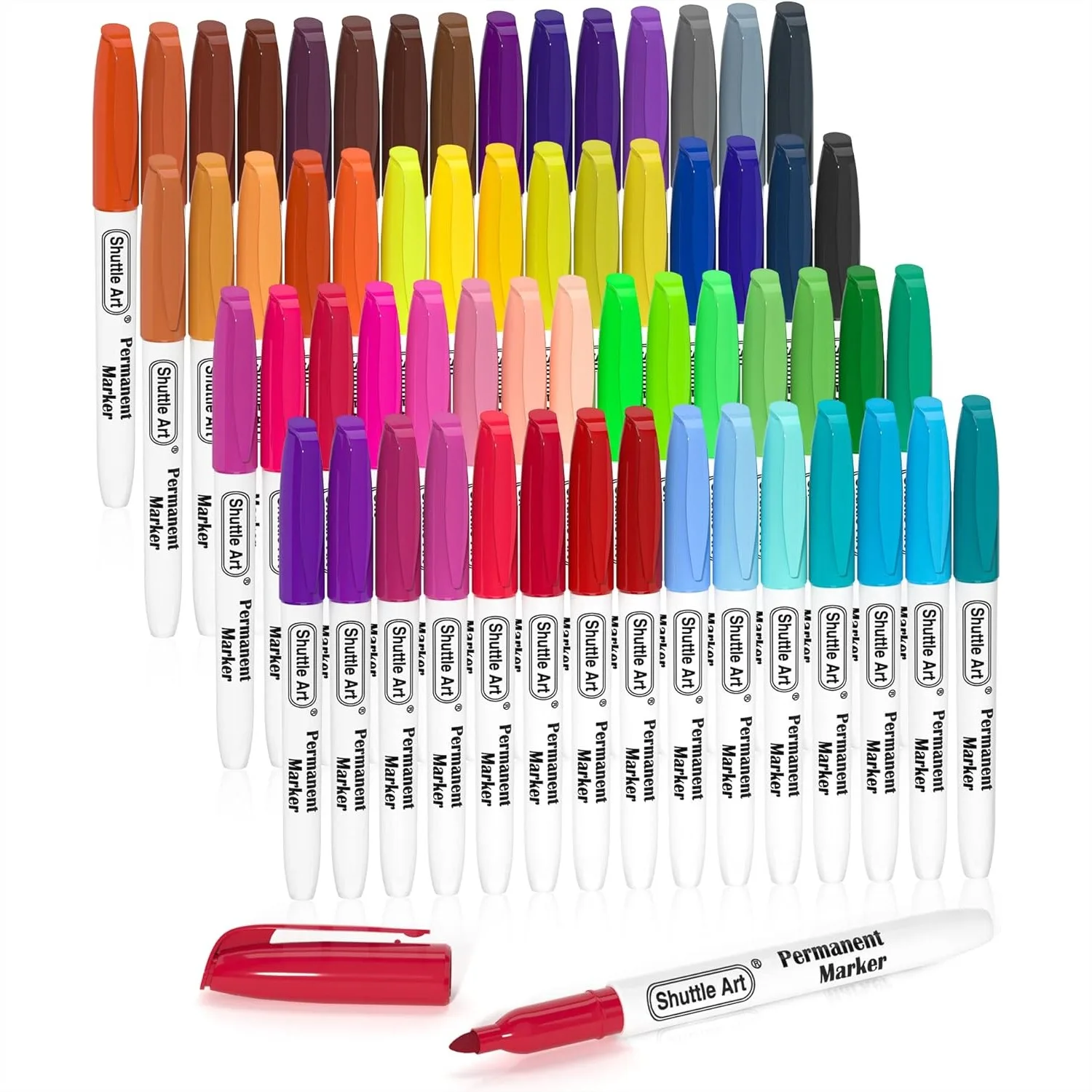 

60 Colors Permanent Markers Fine Point Assorted Colors Works on Plastic Wood Stone Metal Glass for Doodling Coloring Marking