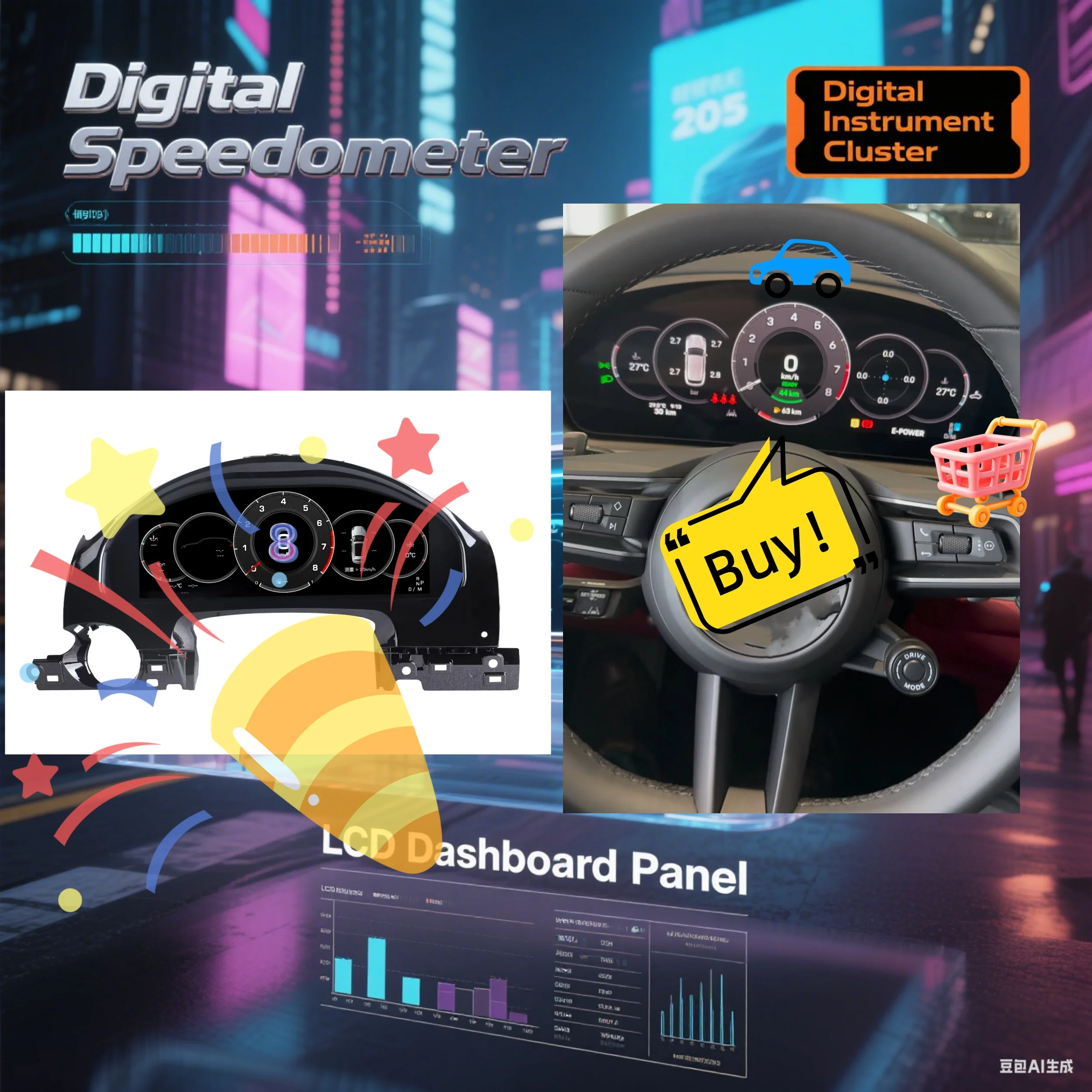 Car Speed Meter Screen Virtual Cockpit For Porsche Cayenne 2011-2017 Vehicle Dashboard Digital Cluster Instrument  Display