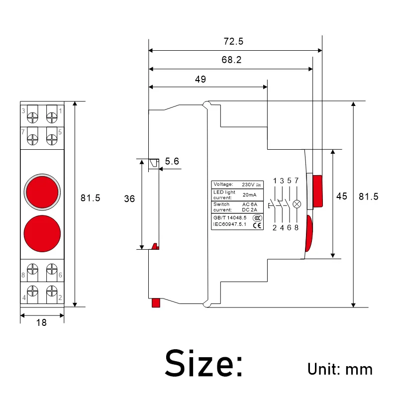 Din Rail Licht knopfsc halter AC DC 12V 24V 110V 220V 230V 1a 2a 5a 6a Motor Start Stopp Steuersc halter LED Anzeige Licht modul