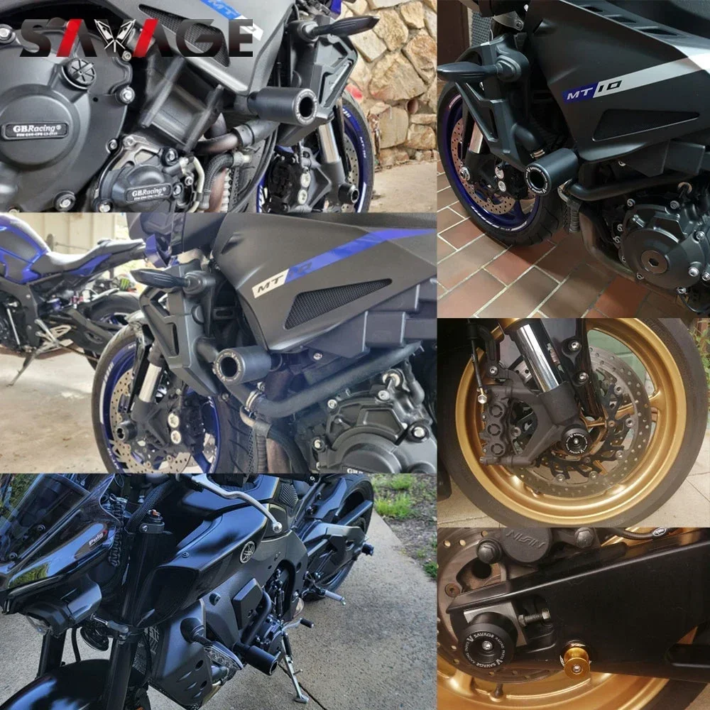 MT-10 프레임 슬라이더 Yamaha YZF R1 R1M MT10 MT 10 SP 2015-2024 YZF-R1 스윙 암 스풀 스탠드 용 전면 리어 액슬 휠 크래시 슬라이더