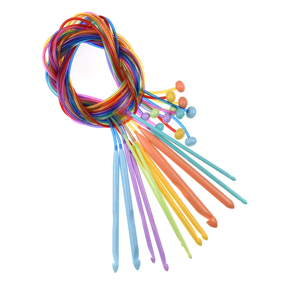 

12Pcs Circular Crochet Needles Set High Quality Bamboo Weaving Tools with Transparent Colored Tubes for DIY Knitting Craft