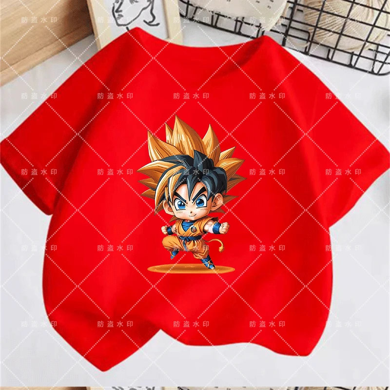 Sudadera con capucha de DragonBall para niños y niñas, de manga corta Camiseta deportiva, Goku, ropa de verano, 2024