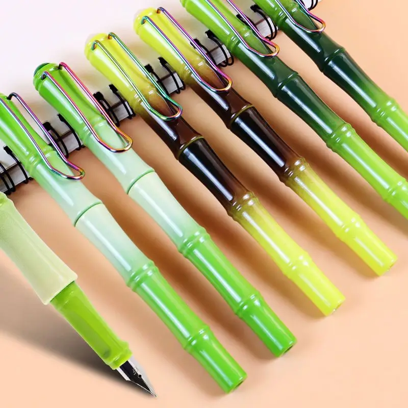 1Pcs Random Color Creative Simulation Bamboo Shaped Ink Sac Pen Student Calligraphy Practice Writing Pen Stationery Gift