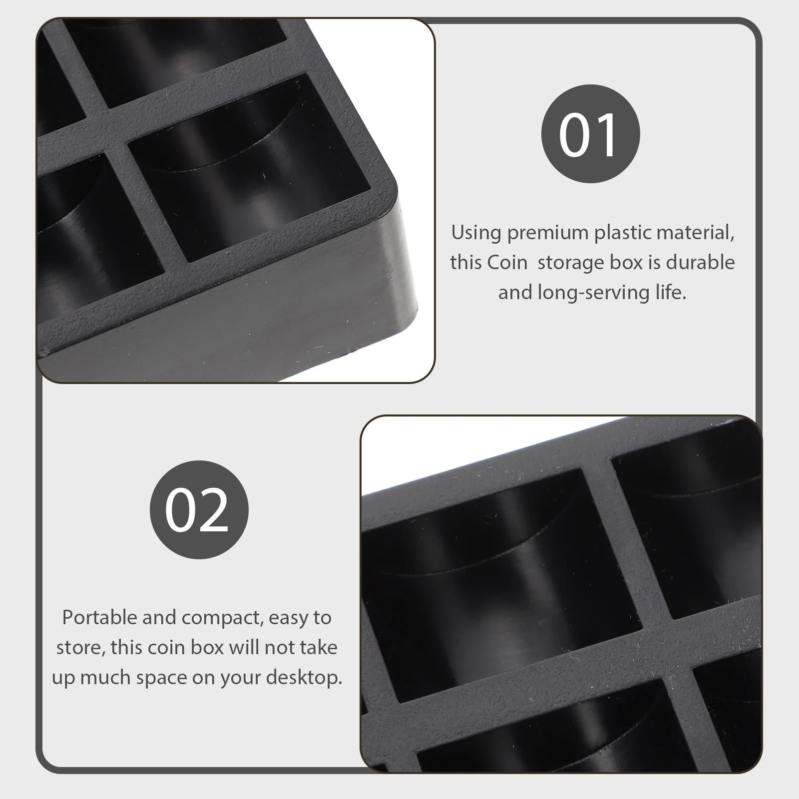 

2Pcs Coin Storage Box Premium Plastic Coin Holder Organizer for Coins Change Collection Plastic Storage Case