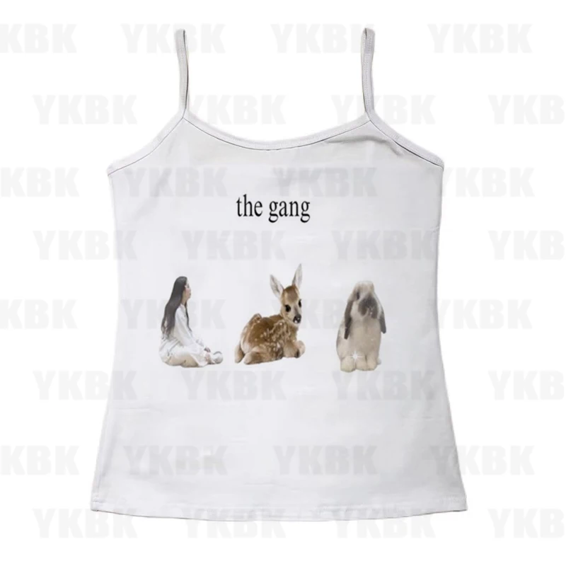 Vintage Y2k Print Haustier Anime Strap Slim Fit Frauen Tier Punk Hot Girl Sexy Korsett Print Retro Gothic Mode Weste ärmellos Emo