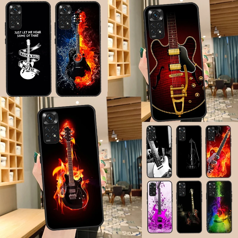 Custodia per chitarra per strumenti musicali Rock per Xiaomi Redmi Note 11 10 9 8 12 Pro 10S 11S 12S Cover per Redmi 9 10 10A 9C 10C 12C