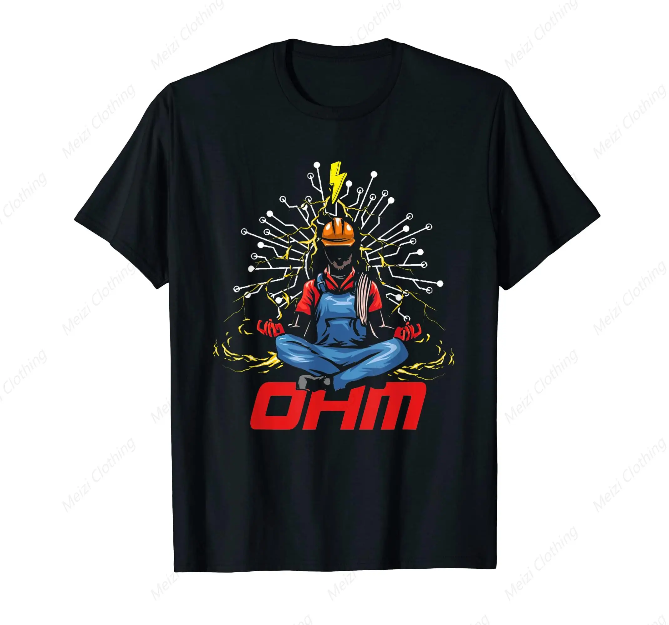 Interesting Electrician Ohm Meditation Printed Pattern Shirt Electrical Engineering T-Shirt Pure Cotton Breathable Clothing