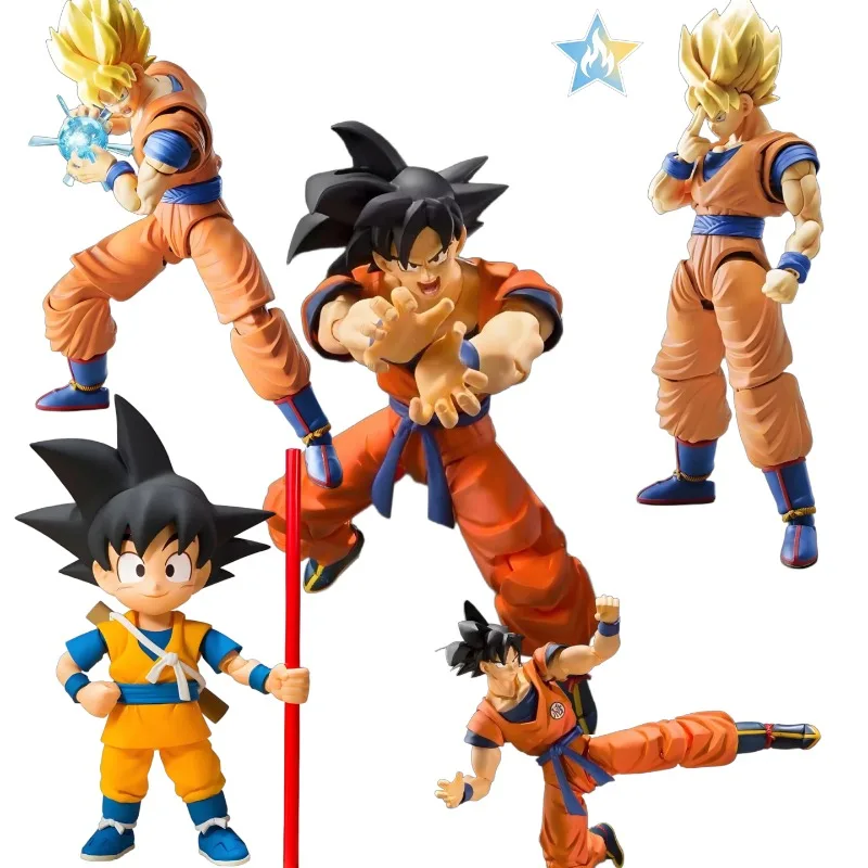 

Genuine Japanese Version In Stock, Bandai Dragon Ball Childhood Goku Black Hair & Blonde Hair Articulated Action Figure