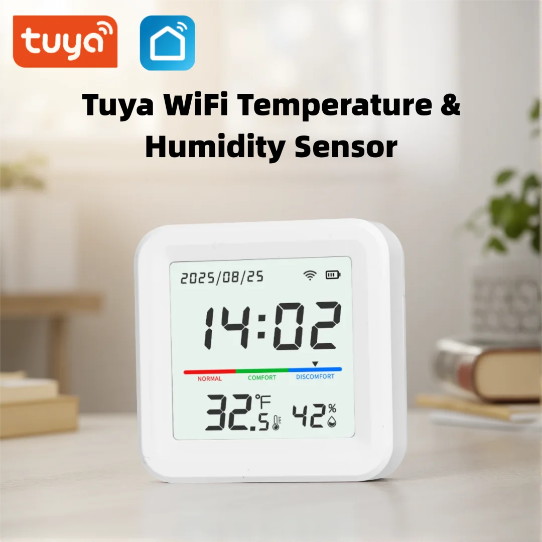 Capteur de température et d'humidité Tuya, 2.4G WiFi, application Smart Life, détection à distance, compatible avec Alexa et Google Home