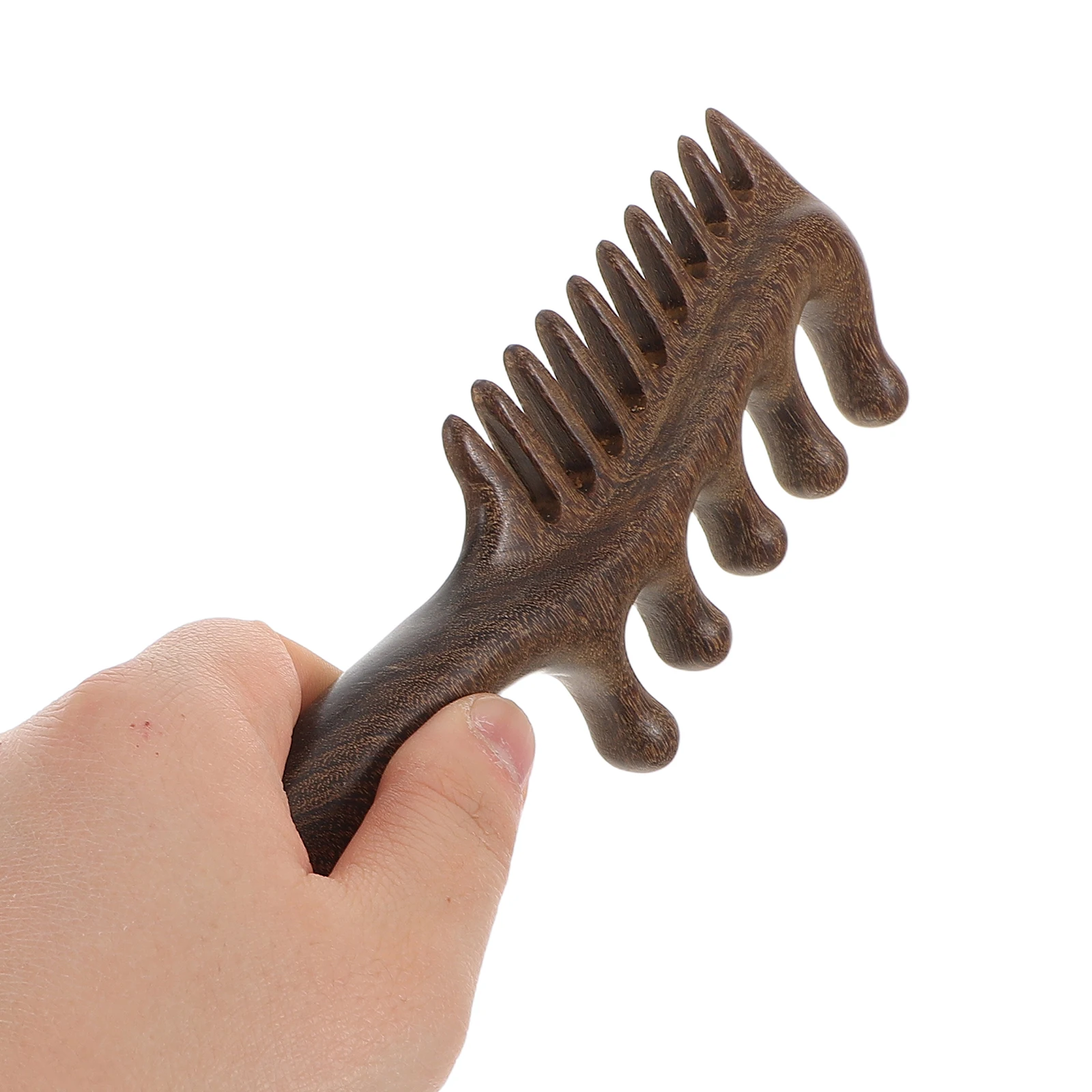 

2Pcs Scalp Massage Brush with Five Tooth Design Smooth Wood Gua Sha Comb for Daily Hair Care Portable Massage Tool for Home Use