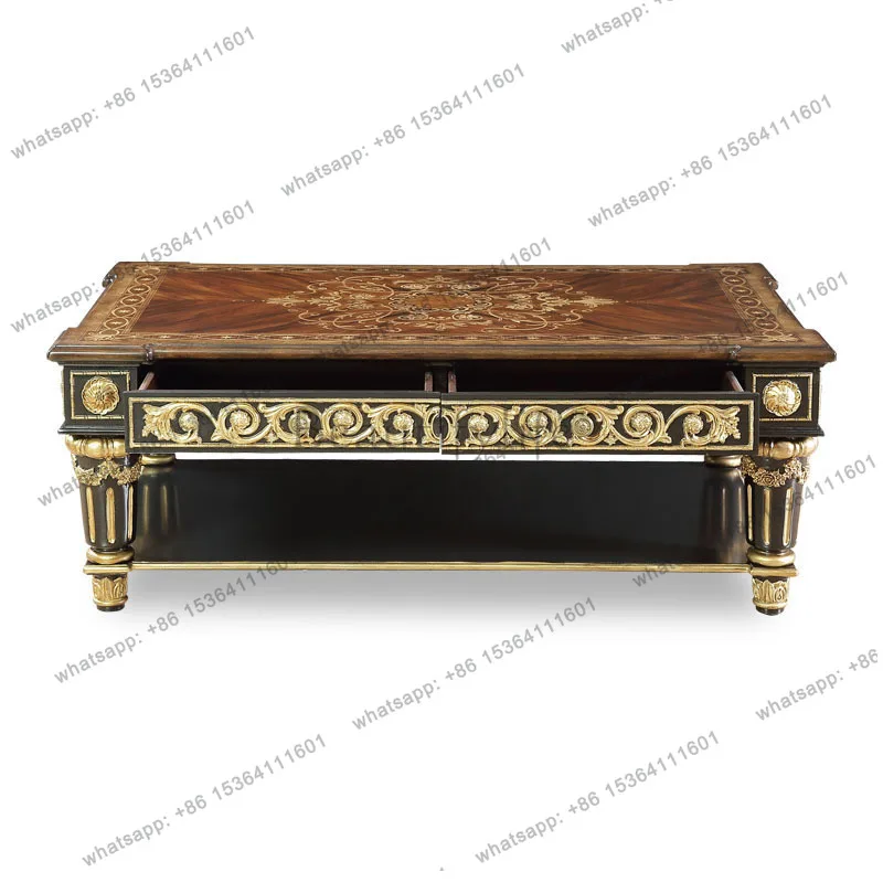 

British neoclassical carved coffee table European coffee table living room European storage furniture
