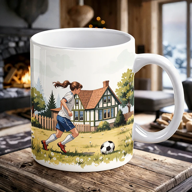 

Charming Countryside Soccer Adventure Mug Coffee Cup Ceramic Cup with a bottle opener function of 2026 Major Football Event