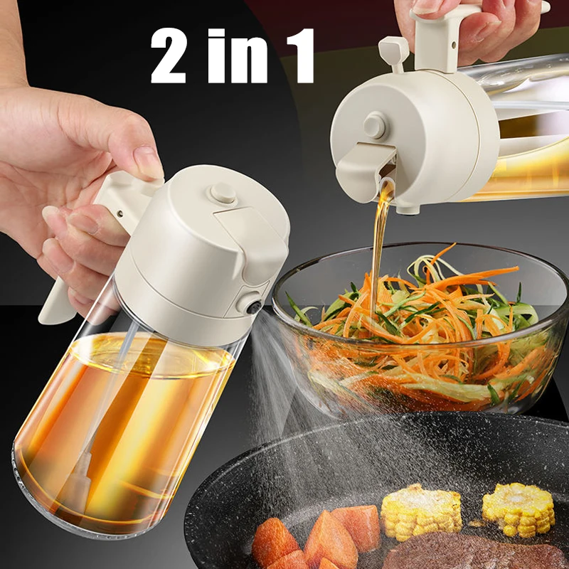 

450ML Olive Oil Sprayer Dispenser For Cooking BBQ 2 in 1 Glass Oil Vinegar Soy Sauce Spray Kitchen Oil Bottle For Air Fryer