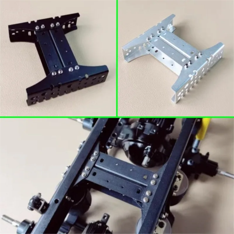 Simulación de Metal, doble viga transversal para camión Tamiya RC 1/14, remolque volquete Scania Benz Actros Volvo MAN, piezas DIY