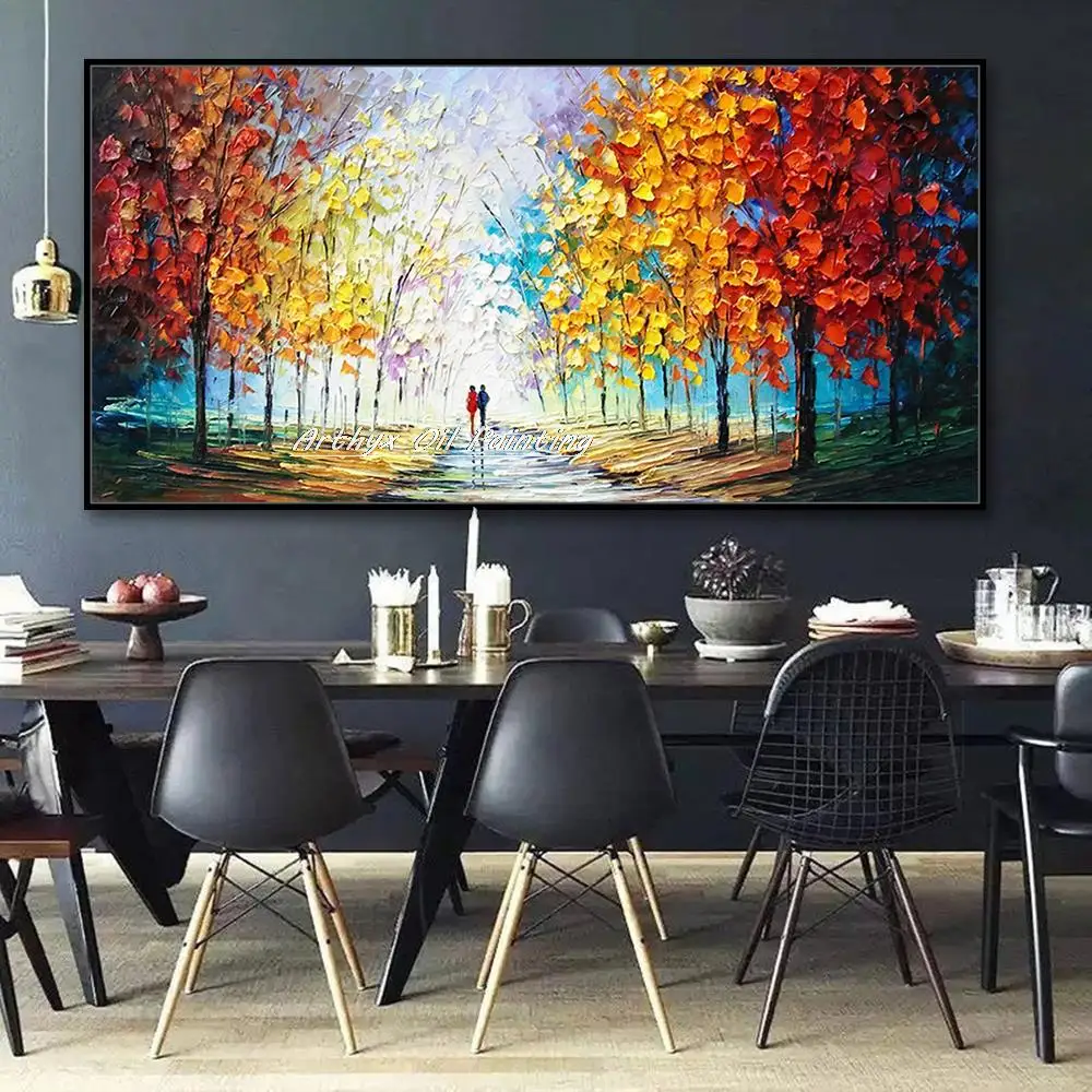 

Arthyx Handpainted Knife Tree Landscape Oil Paintings On Canvas,Modern Abatract Art,Wall Picture For Living Room,Home Decoration