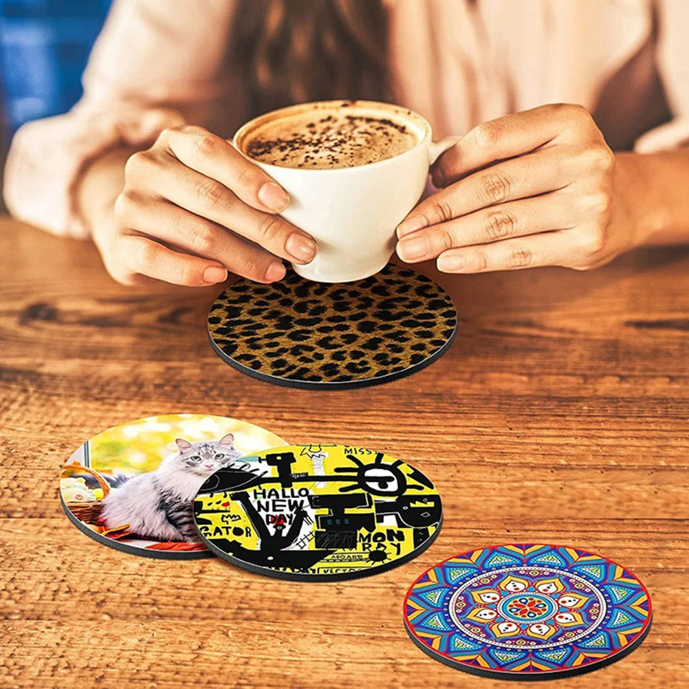 

24Pcs Round Heat Transfer Sublimation Blank Coasters DIY Cup Mats Nonslip Thermal Transfer Cup Pads Anti-Scald Protection Dining