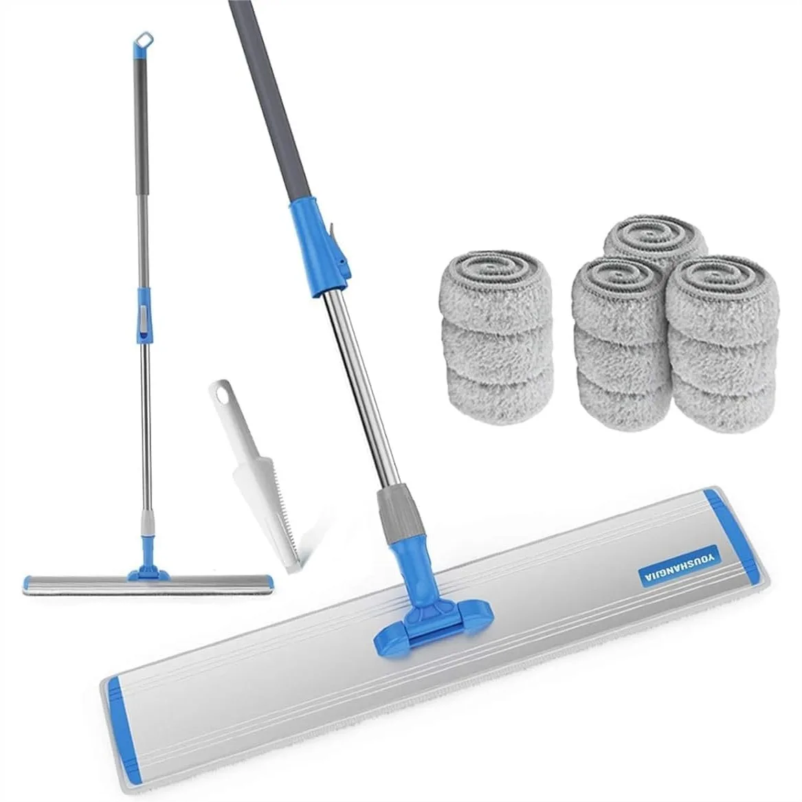 

24 in Heavy Duty Microfiber Wet Mop with Adjustable Handle and 4 Washable Pads for Hardwood Floors
