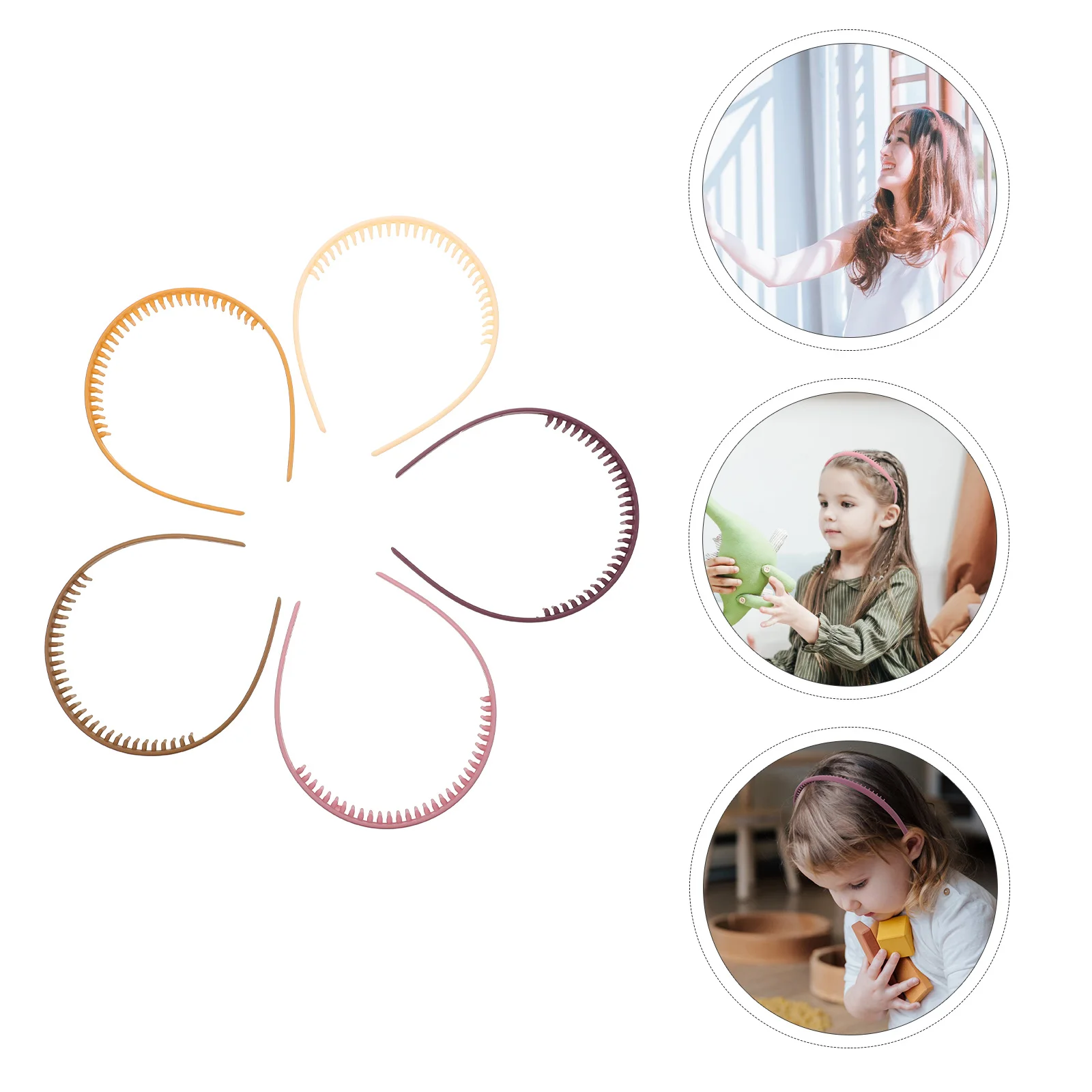 

5Pcs Women Plastic Resin Headb Girls Hair Accessories Thick Anti Slip Headdress for Daily Banquet Wedding Party Photo