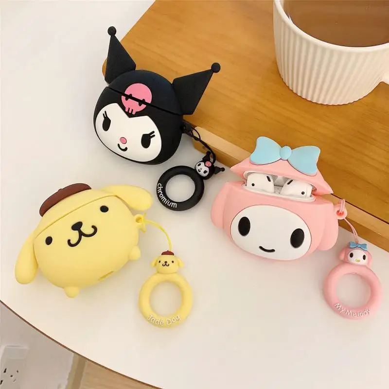 Sanrio Mymelody Kuromi Pompom Purin Kawaii Cartoon Headphone Case for Airpods 1/2/pro 3Rd Generation Bluetooth Tpu Case