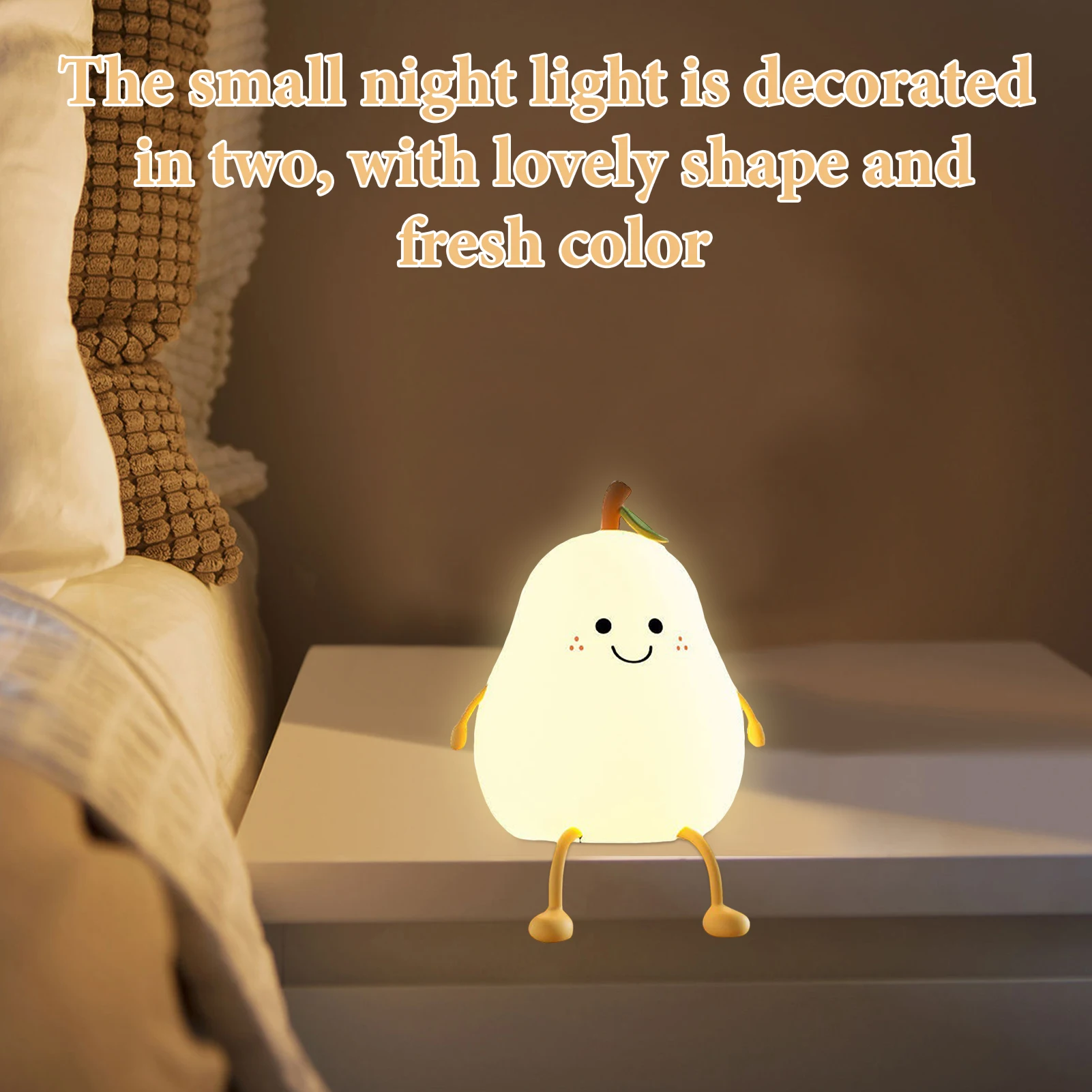 Kawai Pear Night Light con gambe sensore tattile lampada portatile in Silicone a Led Nursery Decor per bambino bambino natale regalo di capodanno