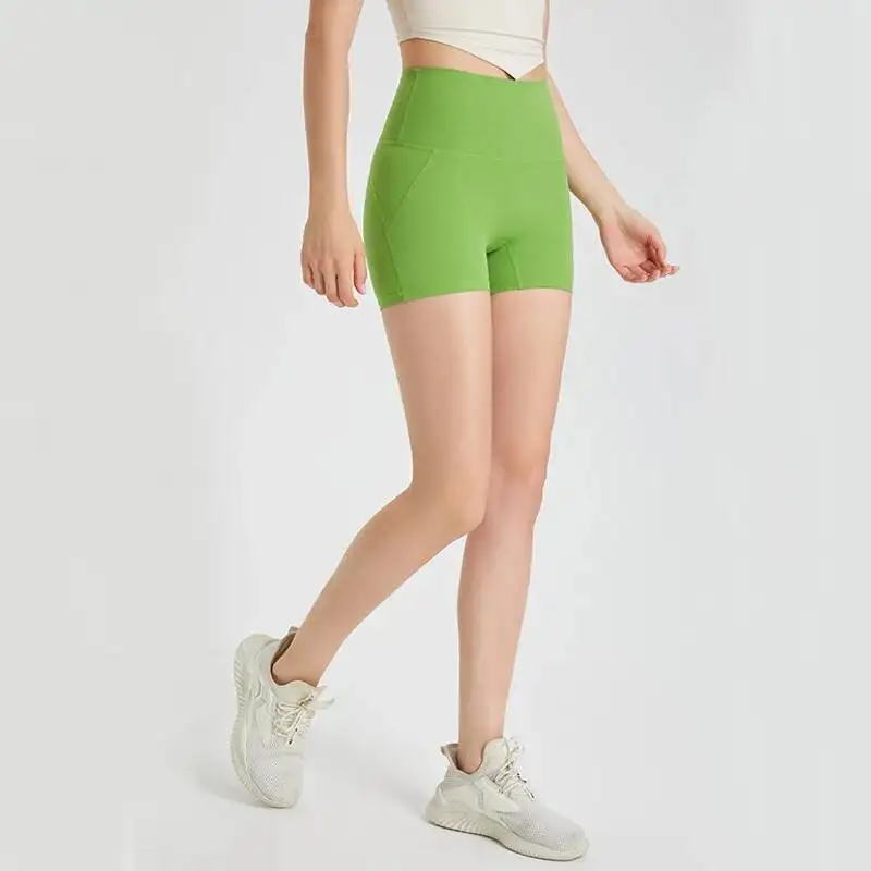 

Летние женские мягкие антибактериальные шорты с высокой талией для йоги без передних швов, шорты для бега в тренажерном зале, спортивная одежда