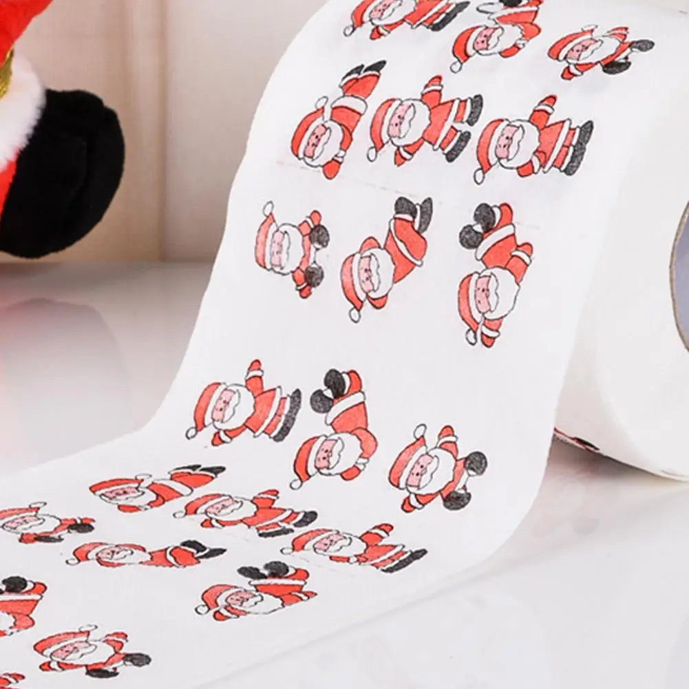 عيد الميلاد مناديل حمام ورقة سعيد 2026 السنة الجديدة لوازم عيد الميلاد عيد الميلاد الأنسجة لفة منديل المطبخ أداة ديكور المنزل السنة الجديدة