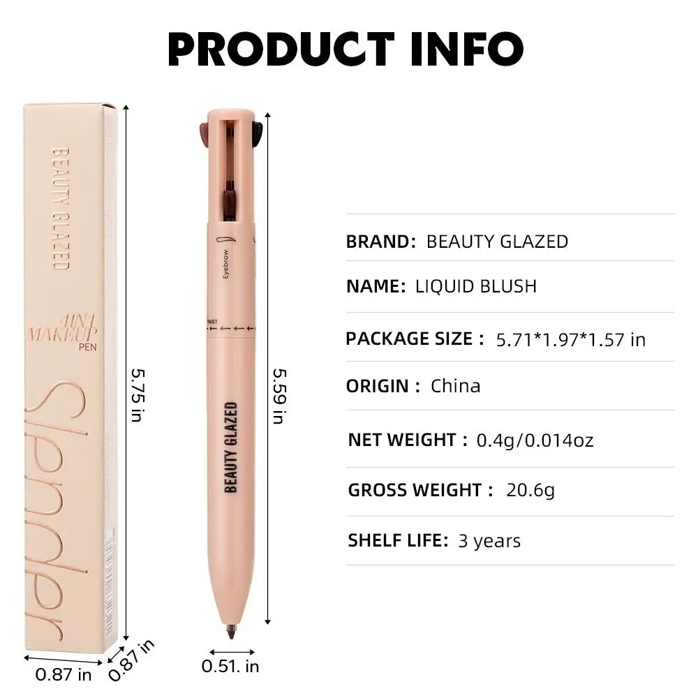 New 4-in-1 Makeup Pencil Eyebrow Pencil Eyeliner Lip Liner Highlighter Multifunctional Makeup Pencil Portable Beauty Cosmetics