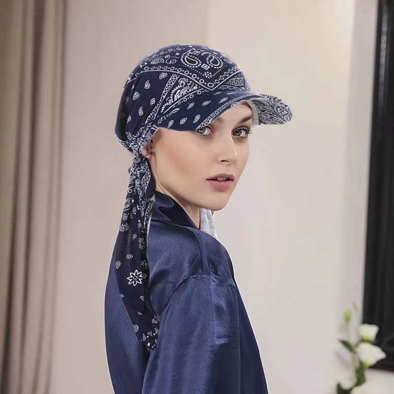 Wrapped Turban Flowers Cloth Arc Hat Strap Turban Hat Versatile Spring Summer Wrapped Hijabs Elastic Strap Sunscreen Hats Muslim