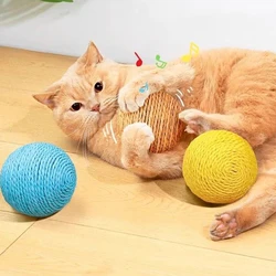 8cm Cat Scratching Ball Interactive Cat Toys Bite-resistant Kitten Chasing Ball Pet Sounding Toys for Cats Cat Accessories