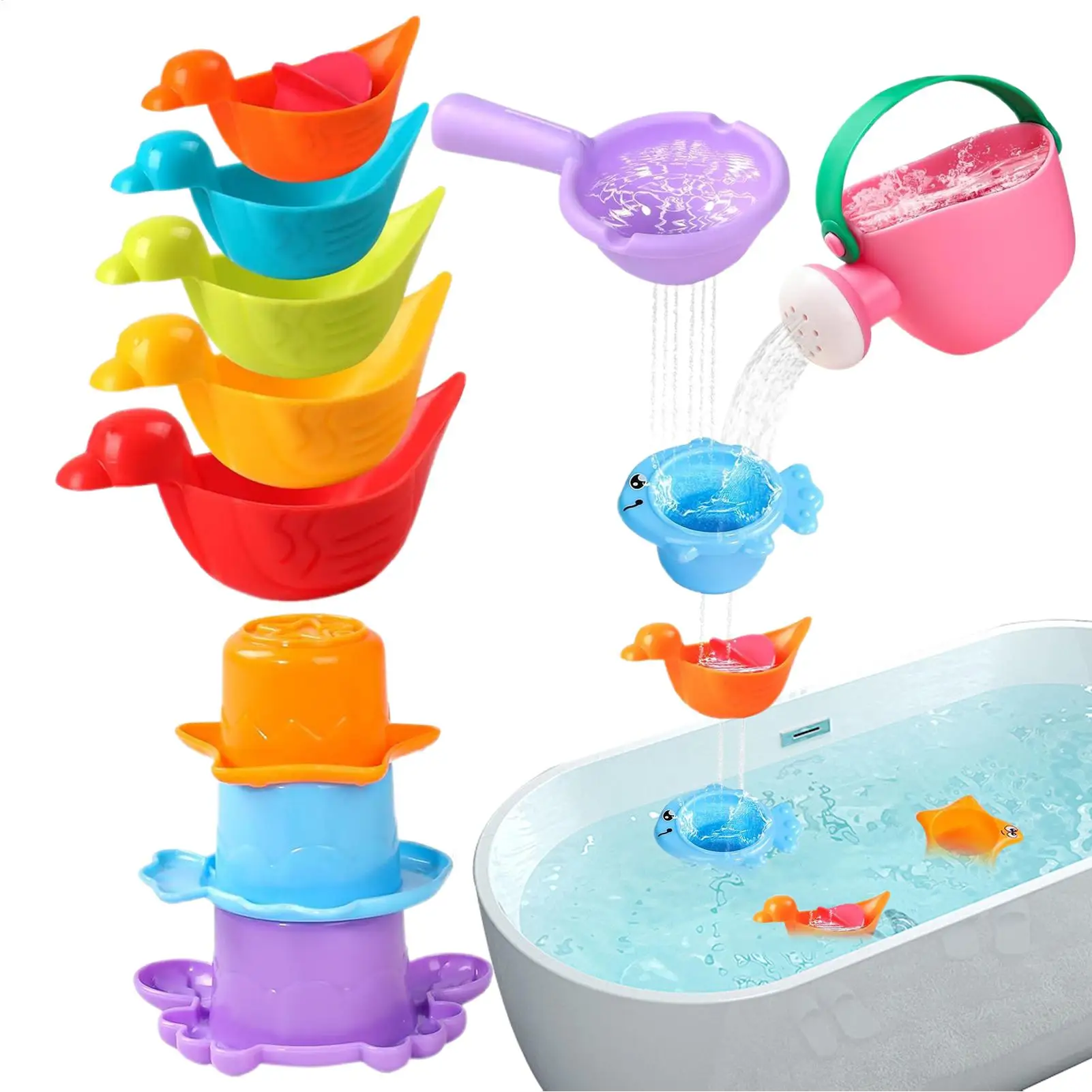 

Toddler Bath Toys Safe Bathtub Water Toys Creative Floating Sensory Accessories Educational Games For Swimming Shower Kids Water
