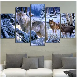 Pittura diamante 5D fai da te animali punto croce decorazione domestica piazza piena diamante rotondo ricamo 5 pz/set paesaggio lupo di neve