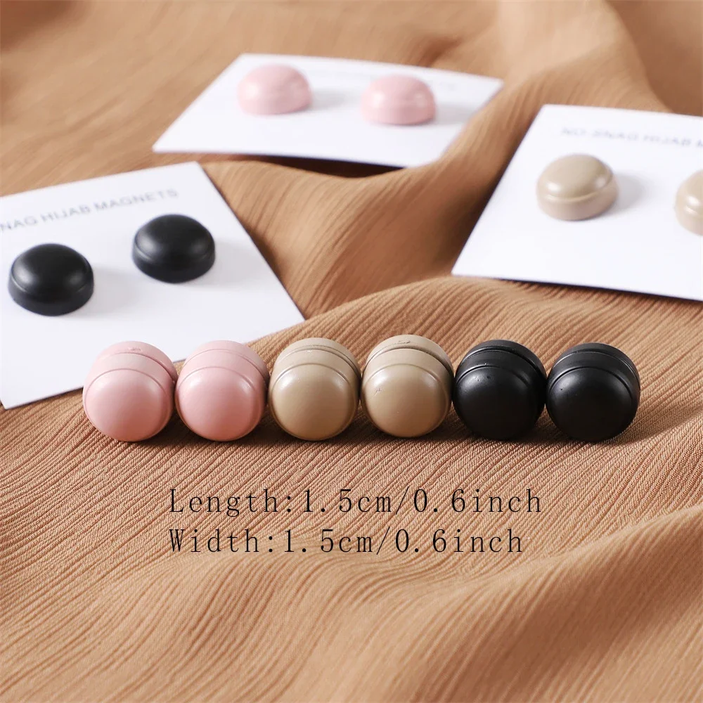 Hot Selling Fashion Round Magnet Hijab Scarf Brooches Pins For Muslim Woman Decorated Accessories Ladies Plain Pins 2pairs/Bag